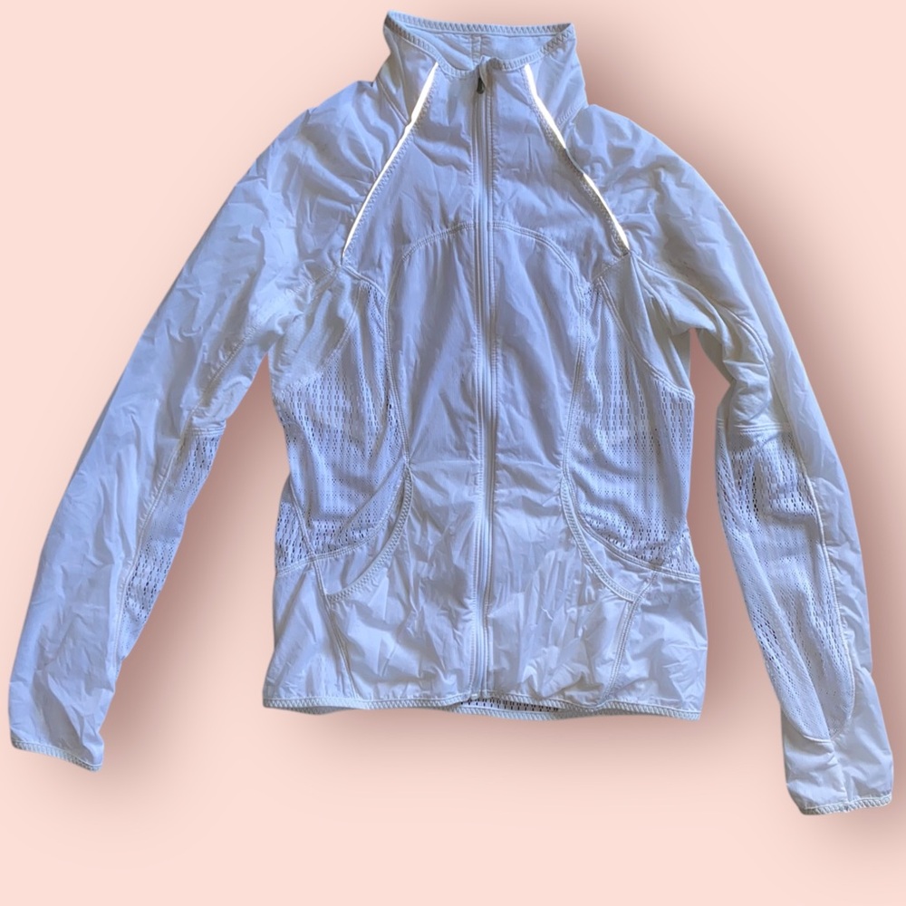 Lululemon White Mesh Zip Up light Weight jacket windbreaker size 6